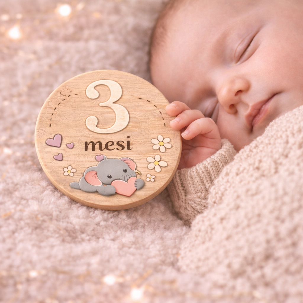 Set milestone neonato in legno – 16 dischi mesi + momenti bambino, baby milestone cards, regalo nascita personalizzato