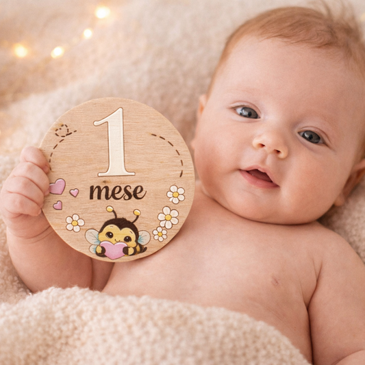 Set milestone neonato in legno – 16 dischi mesi + momenti bambino, baby milestone cards, regalo nascita personalizzato