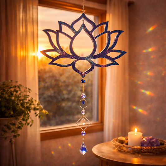 Decorazione cattura sole / acchiappa luce con cristalli di luce mod. Fiore di loto
