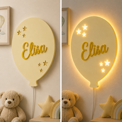 Lampada da Parete Palloncino Personalizzata con Nome | Cameretta Bambino e Bambina