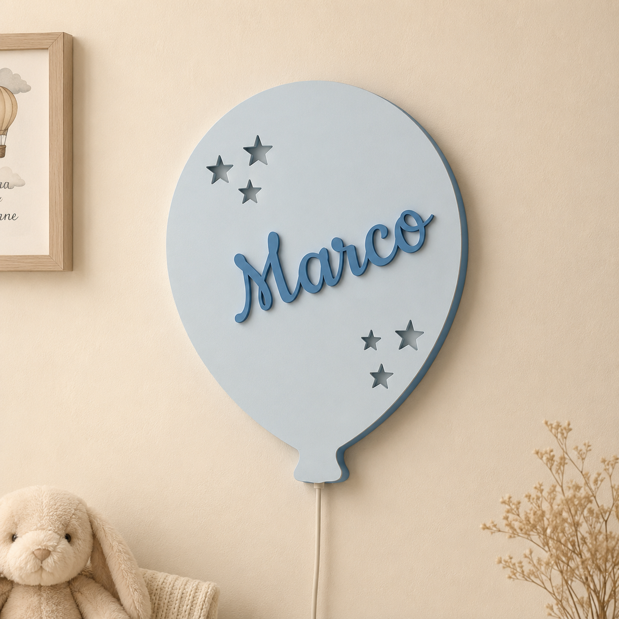 Lampada da Parete Palloncino Personalizzata con Nome | Cameretta Bambino e Bambina
