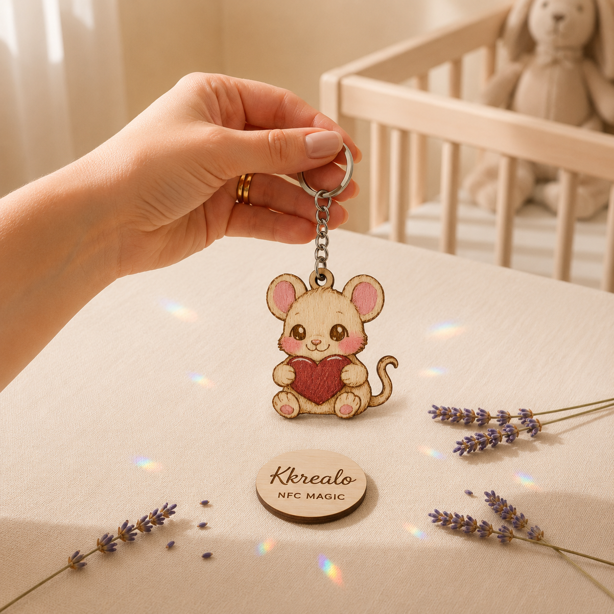 Portachiavi NFC Personalizzato in Legno – Dedica, Foto, Musica o Messaggio