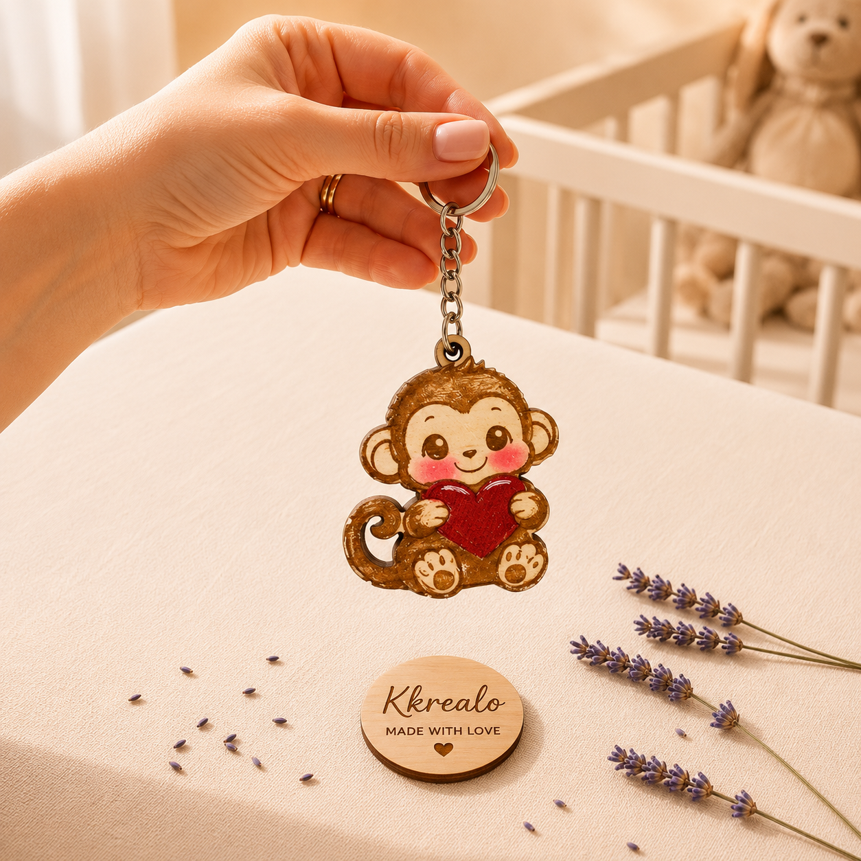 Portachiavi NFC Personalizzato in Legno – Dedica, Foto, Musica o Messaggio