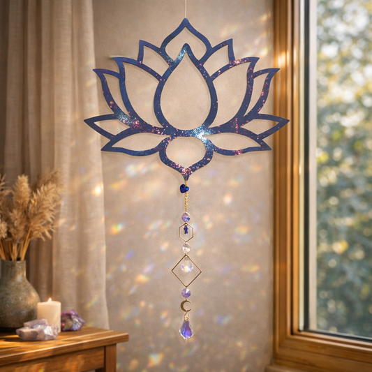 Decorazione cattura sole / acchiappa luce con cristalli di luce mod. Fiore di loto