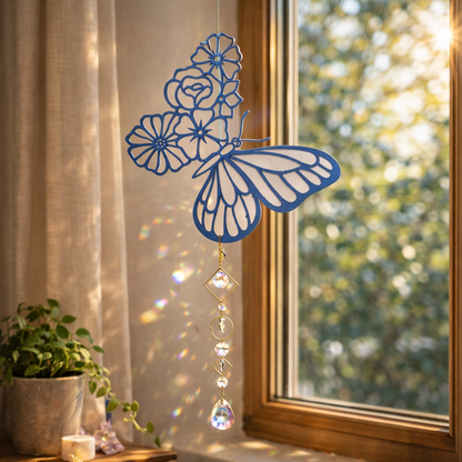 Decorazione cattura sole / acchiappa luce con cristalli di luce mod. Farfalla / fiori