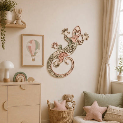 Geco decorativo da parete in legno | Decorazione per camerata e casa.