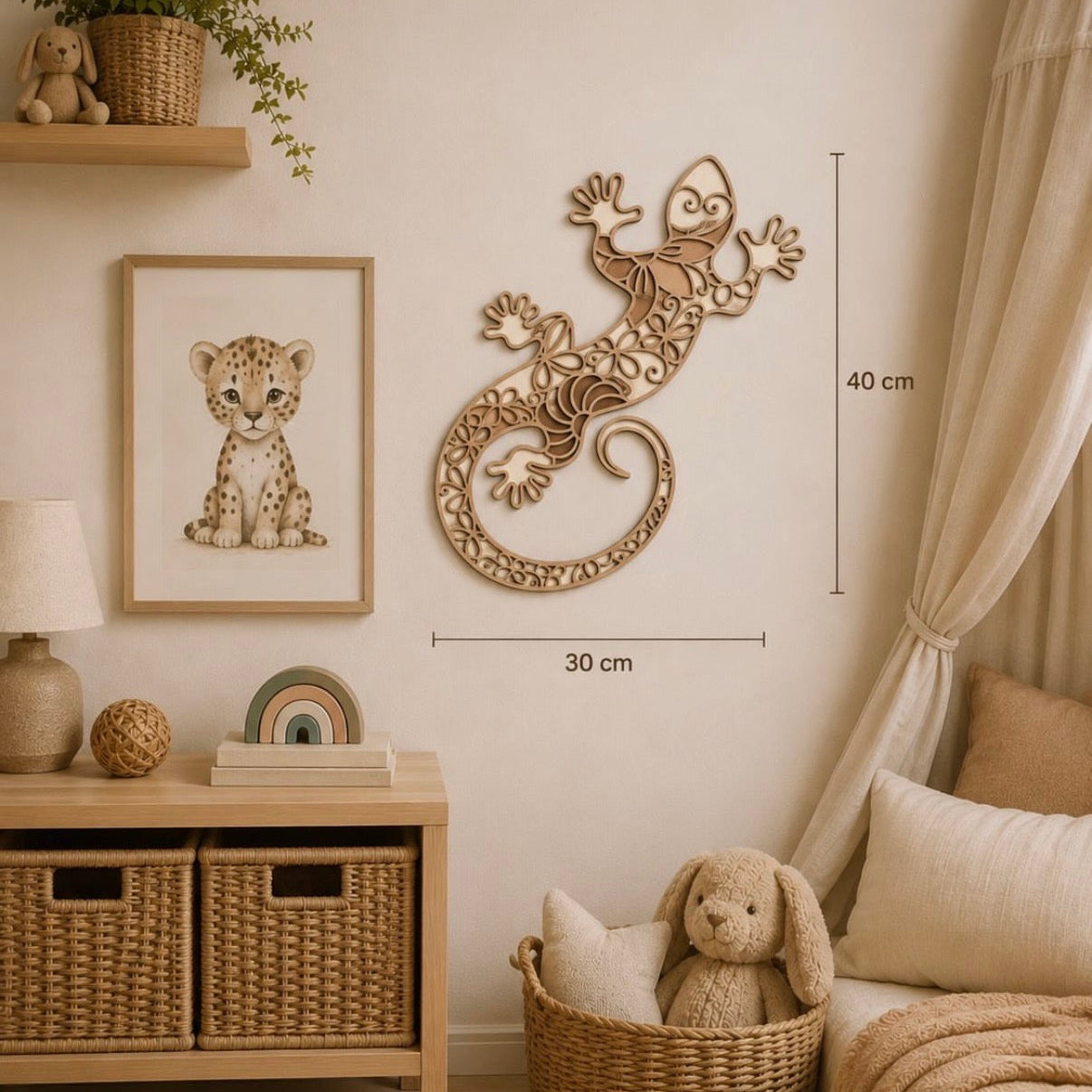 Geco decorativo da parete in legno | Decorazione per camerata e casa.
