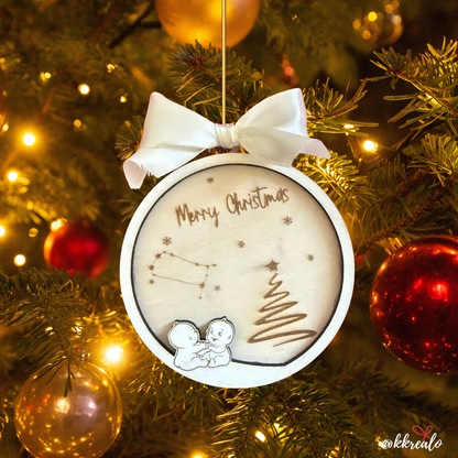 Pallina di natale in legno di betulla  taglio laser - zodiaco -  personalizzabile